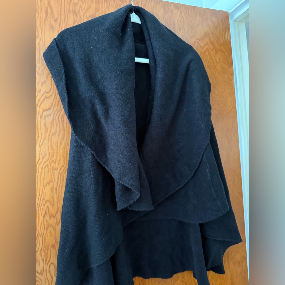 Women’s Black Draped Open-Front Sweater